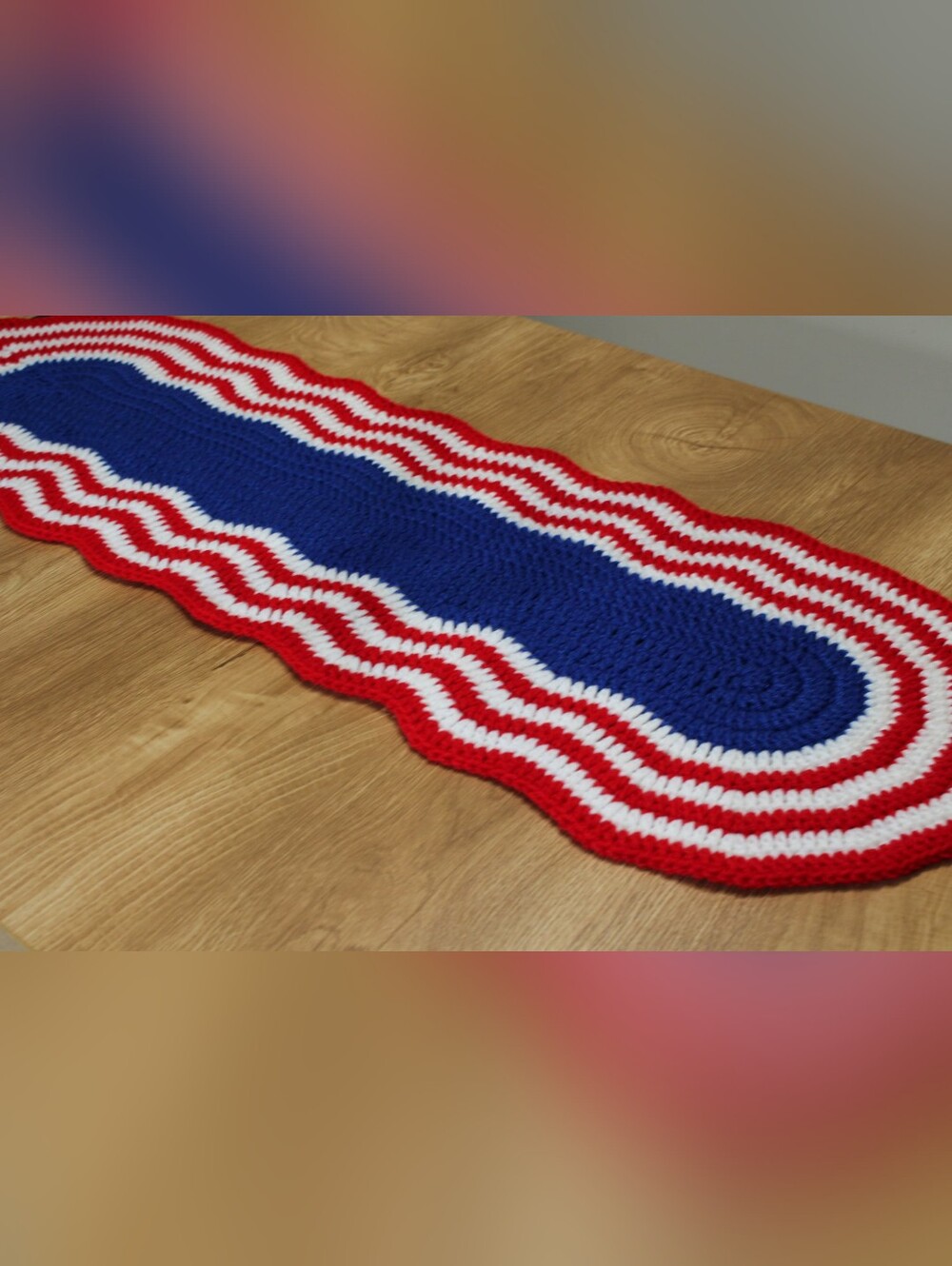 Handmade Patriotic Table Runner - Red White Blue